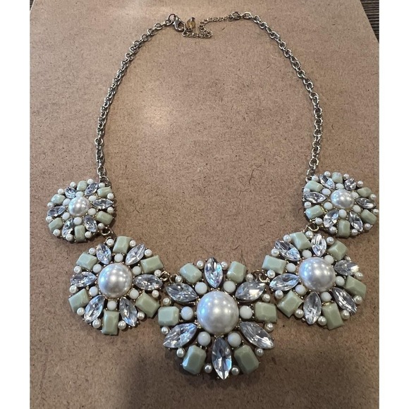 Vintage Necklace Statement Round Faux Pearl Gold Tone - Picture 5 of 7